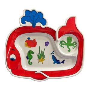 Oneida Whale Ocean Toddler Plate Melamine Divided Food Kids Tray Vintage 1988